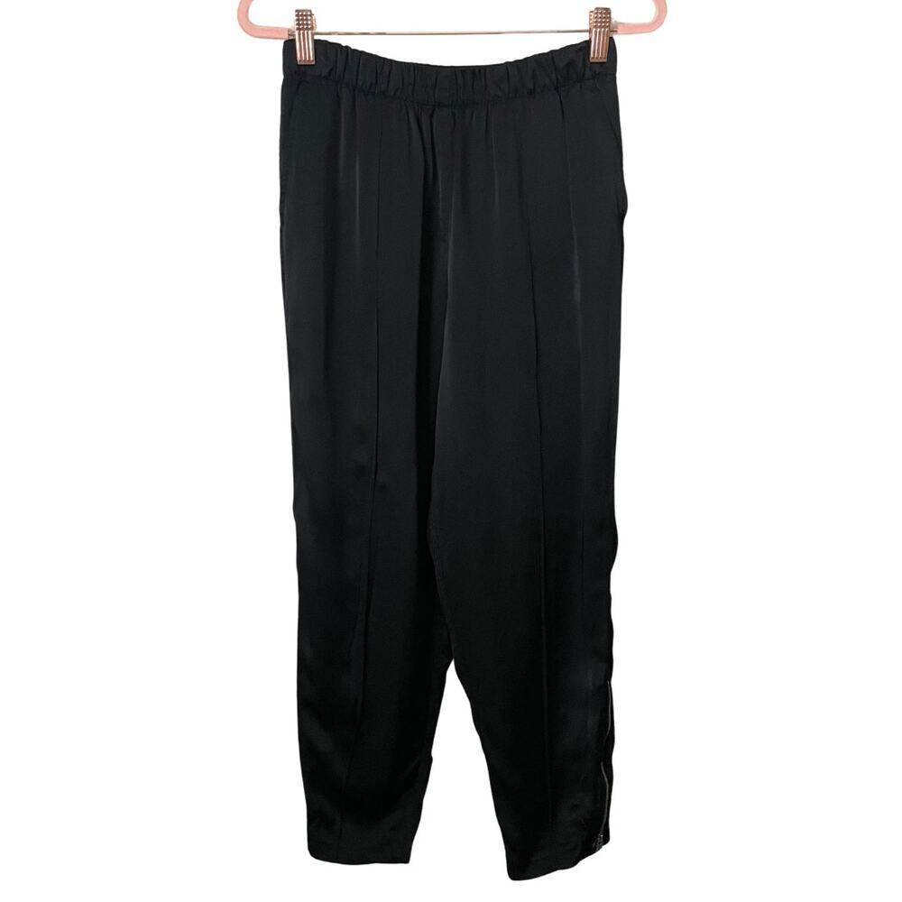 All Saints Pants Womens Size 4 Black Satin Zipper Ankle Pull On Pockets‎ Preppy